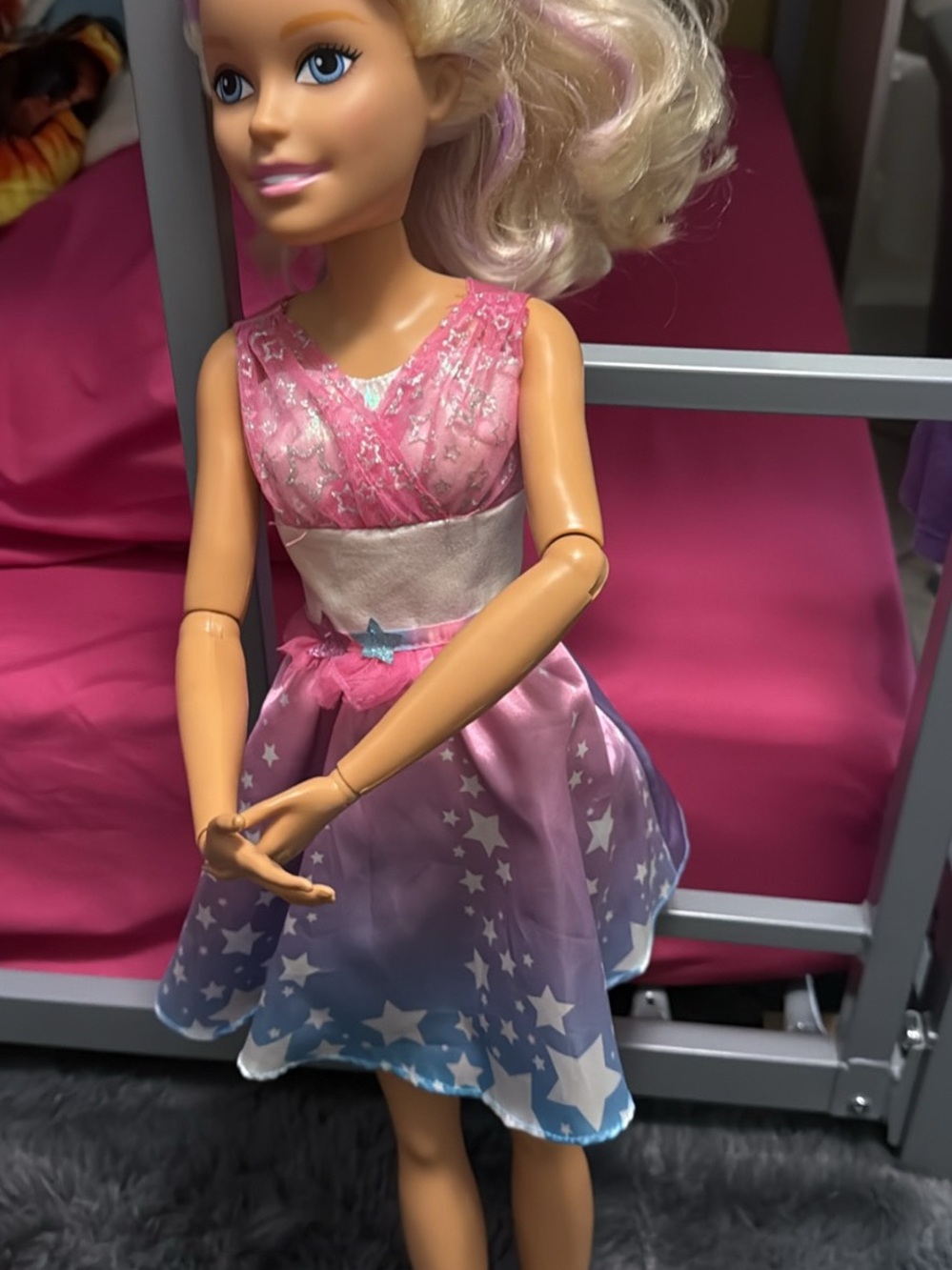 28” Barbie Pink and Purple Star-Print Doll Dress
